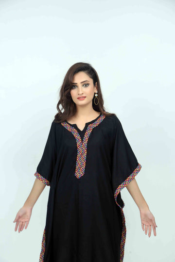 Black With Rainbow Border Marina Kaftan